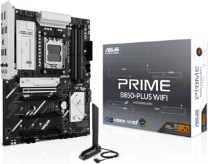 ASUS PRIME B850-PLUS WIFI AM5 ATX Motherboard, AMD B850 Chipset, 4x DIMM DDR5 Slots, Up to 256GB Max Memory, 1x PCIe 5.0 x16, 3x M.2 Slots