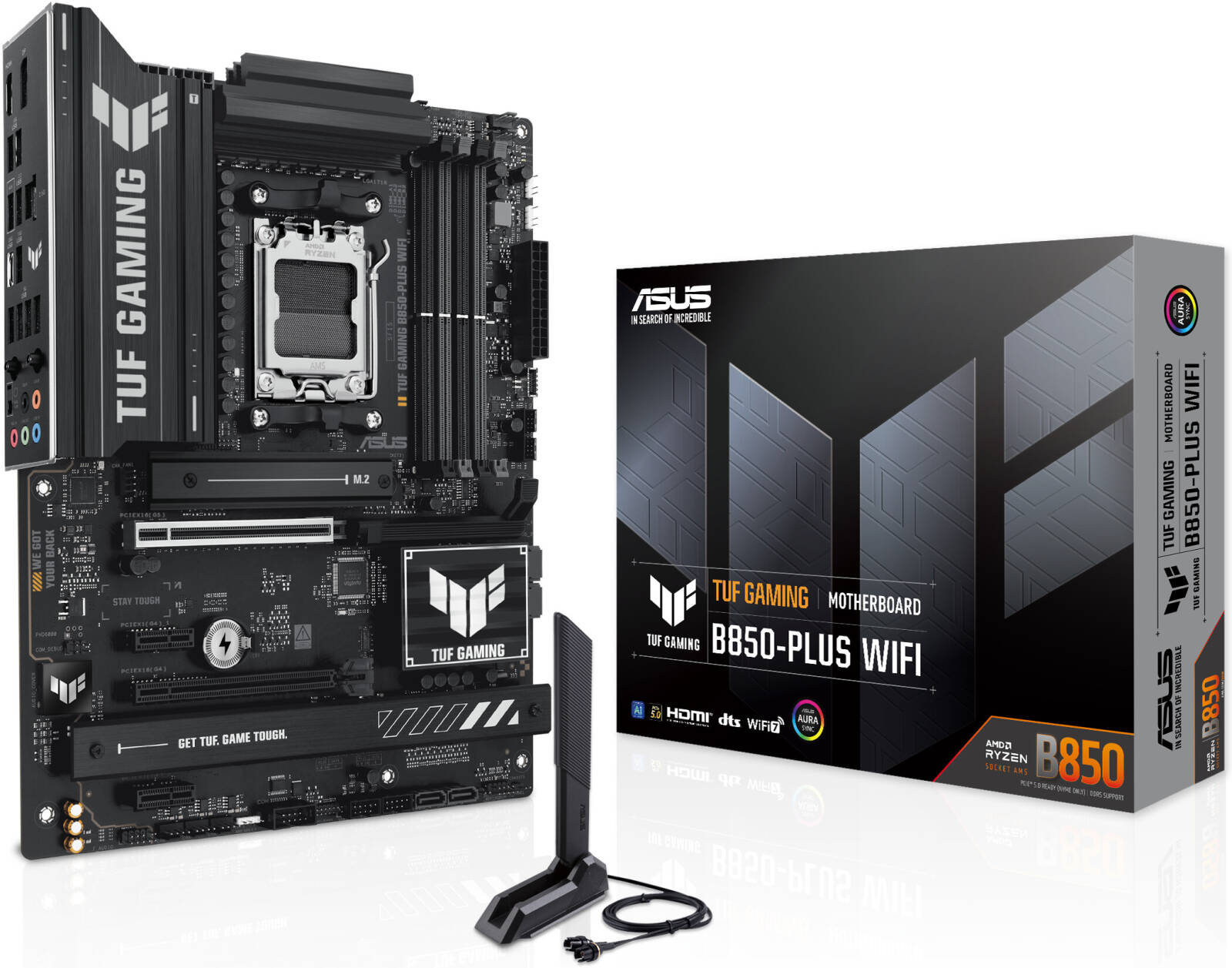 ASUS TUF GAMING B850-Plus Wi-Fi AM5 ATX Motherboard, AMD B850 Chipset, 4x DIMM DDR5 Slots, Up to 192GB Max Memory, 1 x PCIe 5.0 x16 SafeSlot, 3 x M.2 Slots, WiFi & BT Connectivity