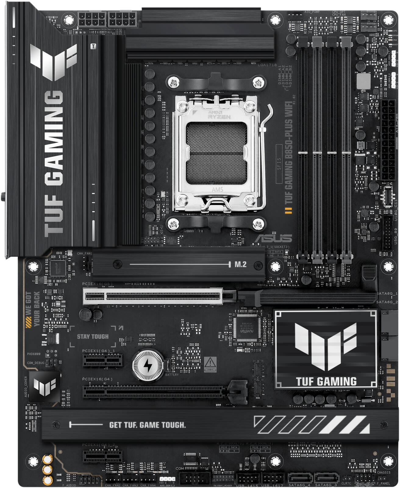ASUS TUF GAMING B850-Plus Wi-Fi AM5 ATX Motherboard, AMD B850 Chipset, 4x DIMM DDR5 Slots, Up to 192GB Max Memory, 1 x PCIe 5.0 x16 SafeSlot, 3 x M.2 Slots, WiFi & BT Connectivity - Image 2