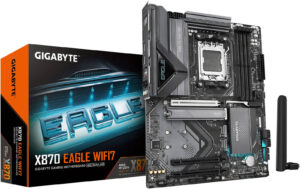 GIGABYTE X870 EAGLE WIFI7 Motherboard, AMD Socket AM5, Dual Channel DDR5, AMD X870 Chipset, DDR5 Up to 256GB Memory, EZ-Latch Plus, 3 x M.2 Slots